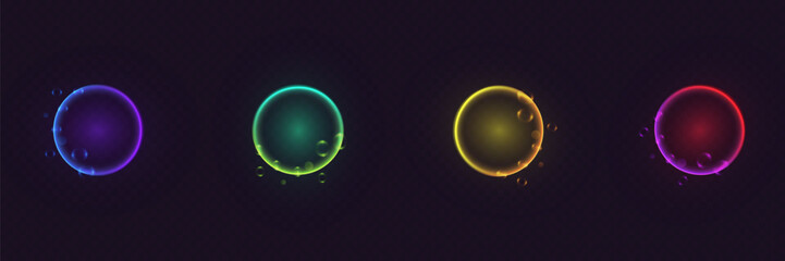 Neon circles of light. Magic circle effect.