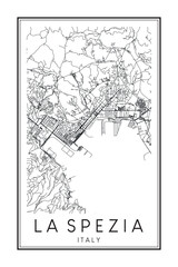 Obraz premium Printable downtown road map poster of the Italian city of LA SPEZIA on solid white background with city name