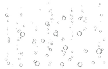 Oxygen air bubbles  flow  in water on white  background.