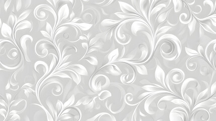 Light gray background with white swirls and floral patterns
