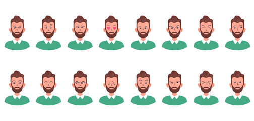 Portraits of man. Boy Avatar.  Male emotions.