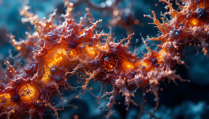 Obraz premium Dichromate, Intricate network of organic forms illuminated with warm colors