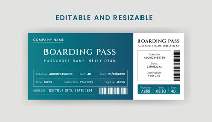 Boarding Pass Invitation For Airplane and Boat, Cruise Boarding Pass Design Template. Minimalist  Airline Ticket and Wedding Invitation.