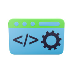 3D render illustration of web development on white background 