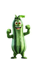 Fototapeta premium Happy Cartoon Zucchini Character, Strong and Smiling Vegetable Mascot