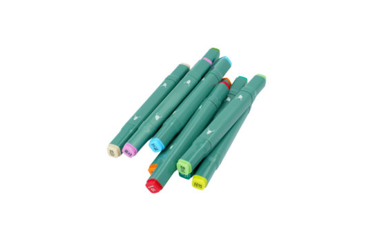 Alcohol felt-tip pens. Alcohol markers. Professional markers. Isolated on transparent background. Png and Jpg image