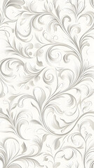 Light gray background with white swirls and floral patterns
