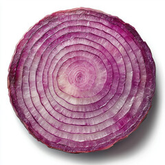 Fresh onion slice showcasing vibrant purple layers and concentric rings, perfect for culinary presentations and food photography