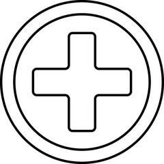 Fototapeta premium Clean, minimalist plus symbol within a double circle. Perfect for medical, healthcare, or app icons. Versatile design suitable for websites, presentations, and more.