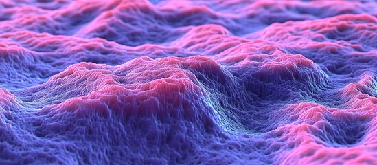 Obraz premium Abstract pink purple landscape, 3D render, wavy texture, digital art, background