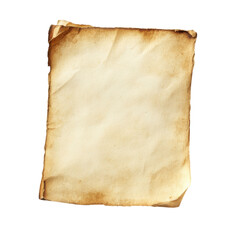 An aged, textured sheet of paper with a warm beige hue and slightly tattered edges, suggesting a vintage or antique quality, isolated on white background.