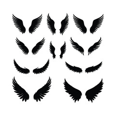 Obraz premium Wing set vector silhouette illustration black color