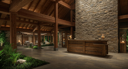 Obraz premium Natural wood and stone textures spa design