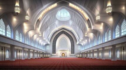 Obraz premium Majestic Interior of Modern Mosque with Elegant Architectural Design