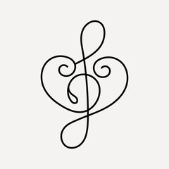 Elegant treble clef design, hand drawn vector