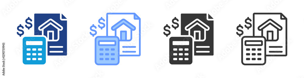 Poster valuation icon set multiple style collection