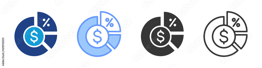 Poster Funding Ratio icon set multiple style collection