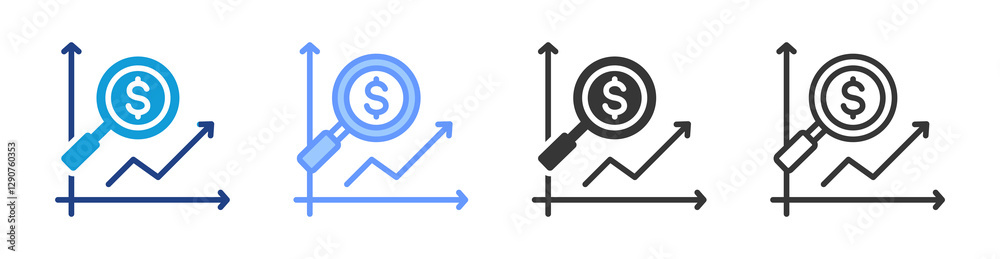 Poster actuarial valuation icon set multiple style collection