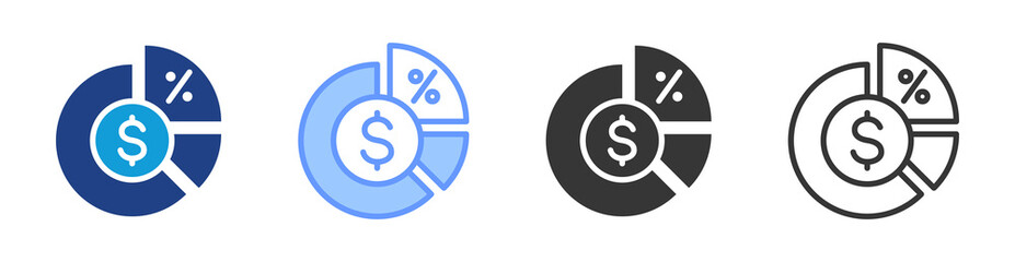 Funding Ratio icon set multiple style collection