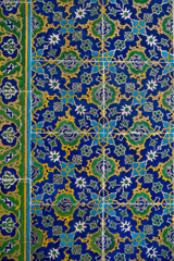 Ancient beautiful ottoman handmade tiles with floral patterns from Topkapi Palace in Istanbul, Turkey