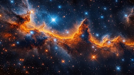 Cosmic nebulae, vibrant colors, deep space, star formation