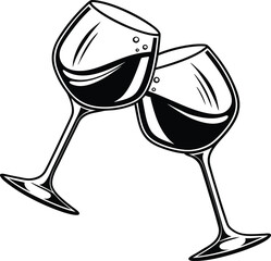 Wine Glass Silhouette, Vector Design
