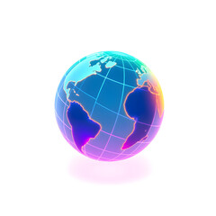 Fototapeta premium Globe on stand holographic 3D icon. neon symbol vector illustration isolated on white background. Generative AI