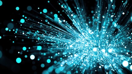 Abstract teal light burst; energy, speed, technology; dark background; website header