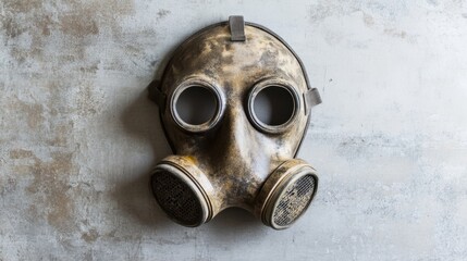 Industrial respirator mask displayed on a metallic silver background