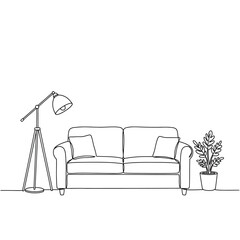 white sofa and a lamp