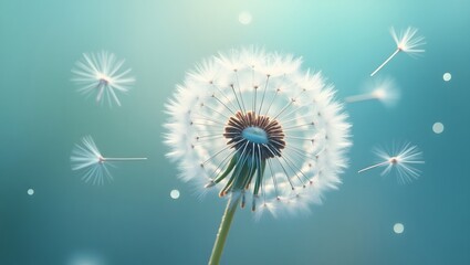 Delicate Dandelion Seeds with Their Parachute-Like Filaments, Floating in the Air
