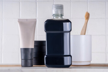 Charcoal Mouthwash, trendy dental oral hygiene rinse aid liquid