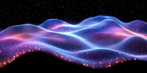 Fototapeta premium Abstract digital background with blue and pink waves, creating mesmerizing visual effect. flowing patterns evoke sense of tranquility and wonder, perfect for various design projects