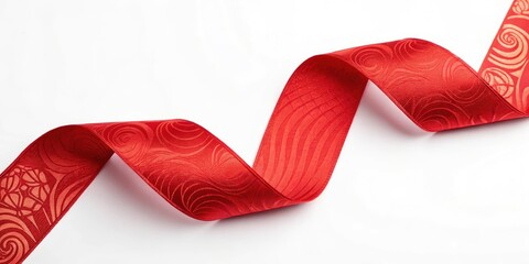 Curved Wavy Red Banner Ribbon Design - Elegant Vector Art for Modern Branding and Promotions, Stylish Backgrounds, Creative Advertising, and Graphic Design Projects