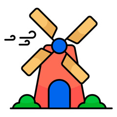 Windmill icon, editable vector