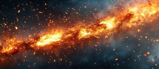 Fototapeta premium Fiery cosmic stream, space background, burning galaxy, energy, design