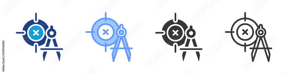 Poster Precision icon set multiple style collection