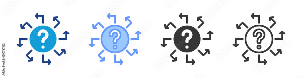 Aufkleber uncertainty icon set multiple style collection