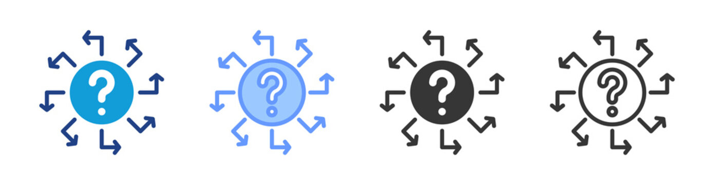 Uncertainty icon set multiple style collection