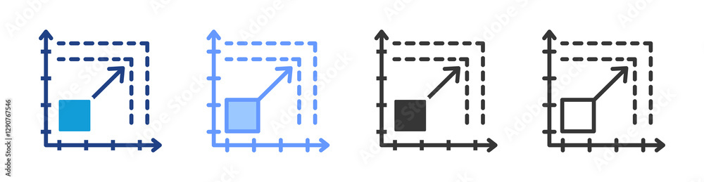 Poster Resolution icon set multiple style collection
