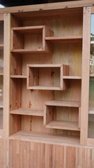 empty wooden shelves