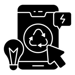 Conceptual flat design icon of mobile recycling