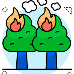 Editable design icon of forest fire