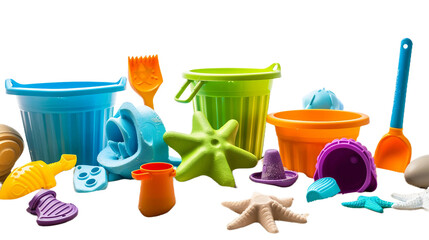 Beach Toys Set on transparent background PNG.