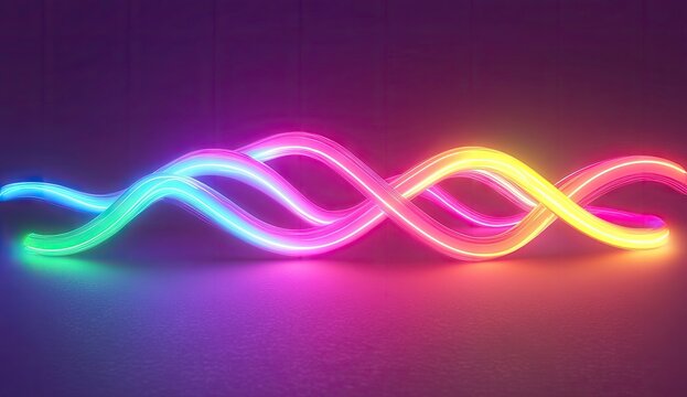 Colorful neon light swirls in a dark space - Powered by Adobe