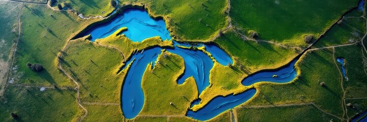 Aerial view of Great Lakes & surrounding states, topographic, states, michigan