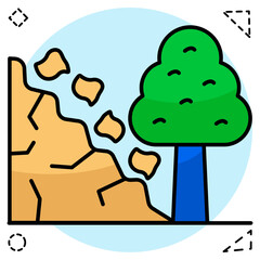 A flat design icon of landslide