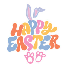 Happy Easter! Cute hand drawn doodle lettering quote about egg hunt. Lettering for t-shirt design, mug print, bag print, clothes fashion. 100% hand drawn vector image.