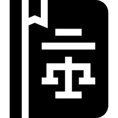 Law book icon featuring a legal book with a scale of justice, symbolizing legal knowledge, regulations, and judicial reference. Ideal for law, education, and governance themes


