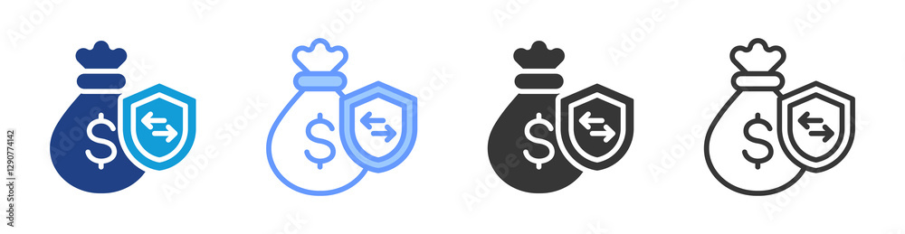 Aufkleber financial security icon set multiple style collection